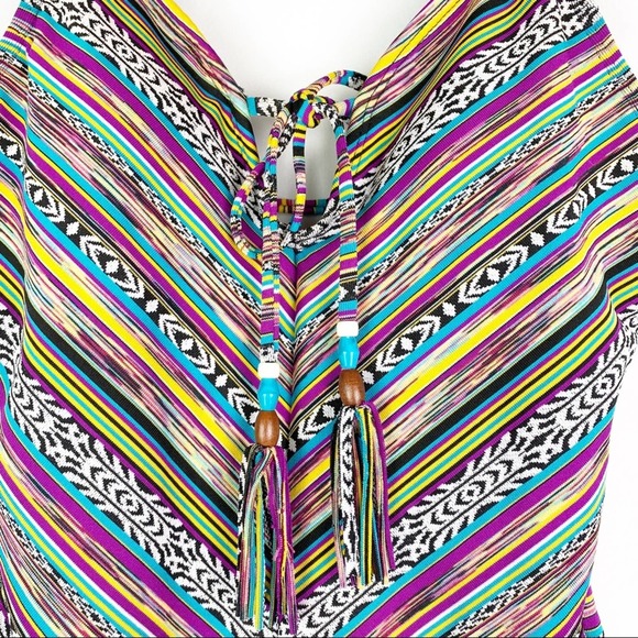 Multicolor Striped Women Swim One Piece - Picture 5 of 6
